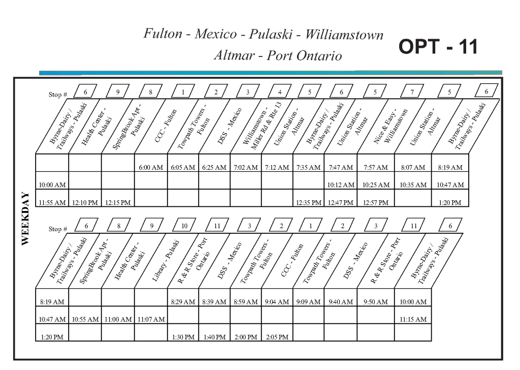 Image of OPT Route 11 Schedule
